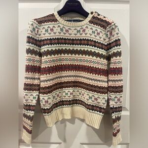 Ralph Lauren vintage knit 100% cotton Multicolor Patterned Crewneck Sweater smal